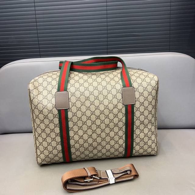 Gucci 古奇web Gg印花明星同款旅行袋 手提包袋 机场包 超大容积 采用原厂面料 实物拍摄 配送防尘袋 45 X 45 X 27 Cm