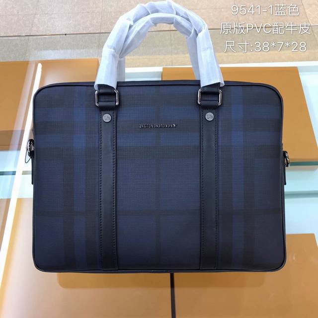 原单官网9541-1海军蓝 顶级原单货burberry专柜经典款 高端大气 时尚有品味 采用顶级burberry专用格纹材料配头层牛皮 手感柔软舒适 板型大气时