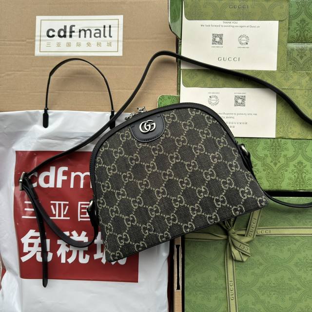 原厂皮配 Cdfmall三亚免税店手提袋 Ophidia系列贝壳包 499621#尺寸 23.5*18*8Cm 我相信每个姑娘都会爱上贝壳包黑牛仔布而它绝对是为