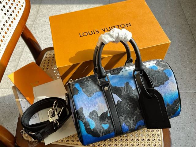 Louis Vuitton 路易威登 全套折叠礼盒包装 经典 Keepall 系列再添新颖迷你设计 Monogram Macassar 帆布浸染 Virgil