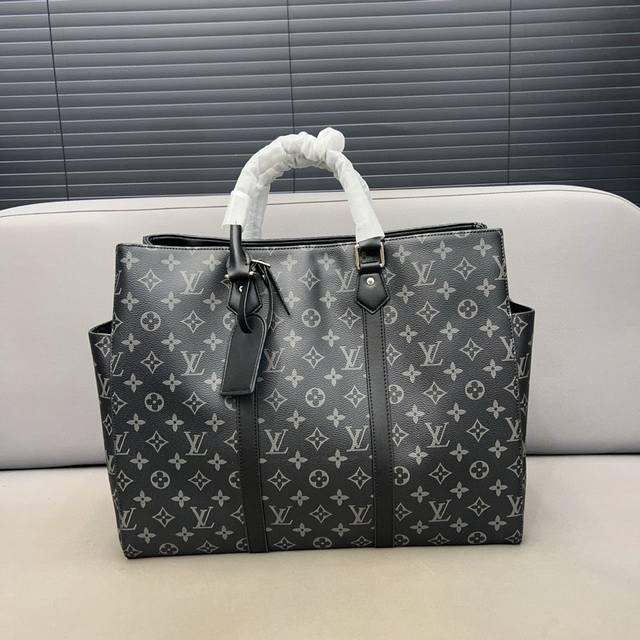 Louisvuitton 路易威登 男包单肩手提包老花sac Plat 24H 托特包采用精湛镶嵌细工 实物拍摄 原厂原版面料 配送小票 防尘袋 44 X 33