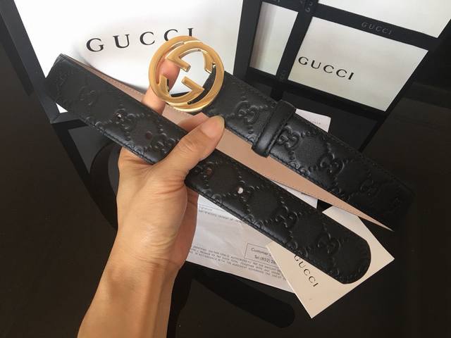 Gucci古奇 原单正品 Guccl经典皮带 尺寸3.8海外原单货，意大利创作，配以双g互扣金属扣，原版皮纹拿的走图片拿不走的品质，升级后与正品零距离，给你不一
