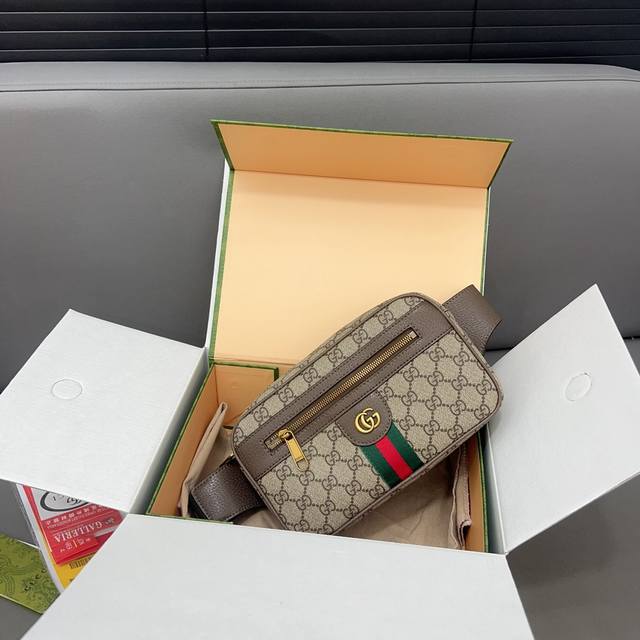 Gucci 古奇 Ophidia 系列 Gg印花腰包 斜挎包胸包 采用原版面料材质 高端货 配送礼盒 规格:24 X 14Cm
