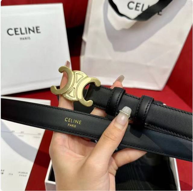 黑金系列是腰带中的王炸了吧 赛琳celine Ss20新款凯旋门logo韩版时尚腰带皮带男士女士通用 宽度 Cm