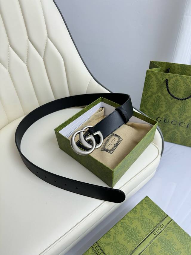 Gucci，原厂精密电渡扣头，意大利原厂皮，宽4.0Cm，代购级。