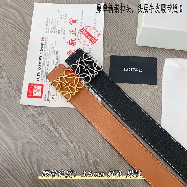 罗意威家 原单新品 带身采用雙面意大利進口原廠牛皮纹 非市场普通版本 黑色经典配色 百搭适合各种场合 扣头精品设计注意细节 宽度3.8Cm