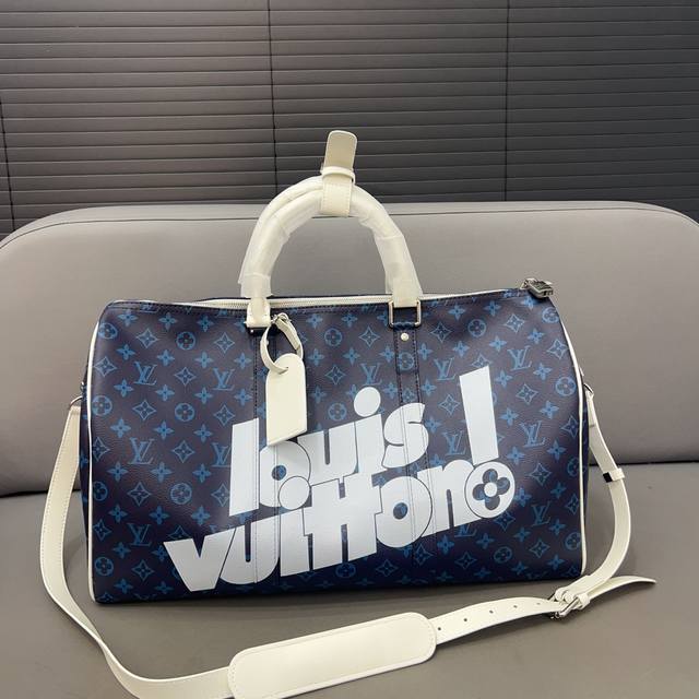 Louisvuitton 路易威登 Keepall 旅行袋 手提包袋 机场包 采用精湛镶嵌细工，实物拍摄 原厂原版面料 配送小票 50 X 28 Cm。