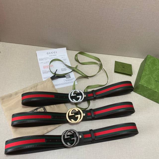 宽度40mm [Gucci 复古双G腰带 Gucci belt皮带 没有选经典爆款纯色双G,买的人实在是太多了...入手的这款标志性红绿织带黑色双G风格更中性百