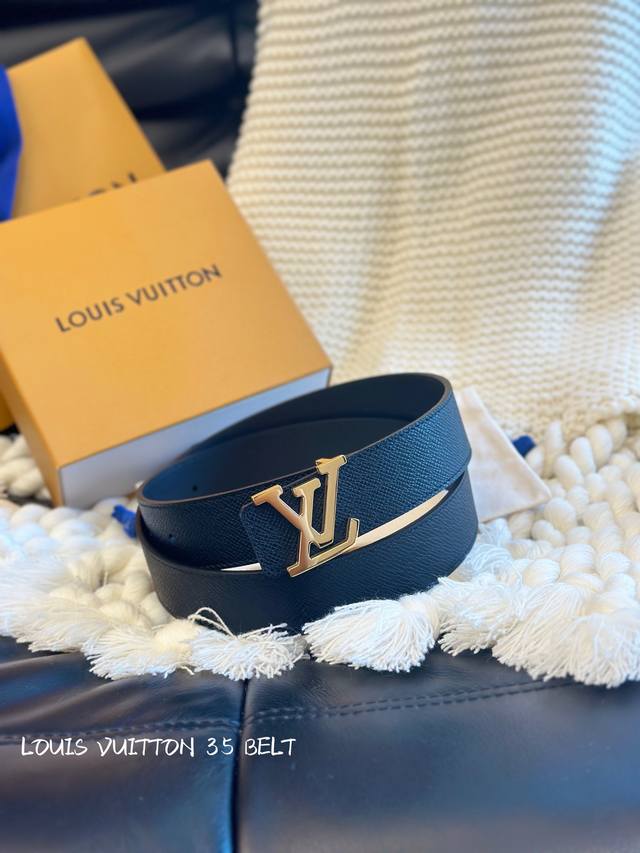 原厂皮 Louis Vuitton 專櫃同款 精品五金 进口原厂手掌紋腰帶 宽3.5Cm 高质量