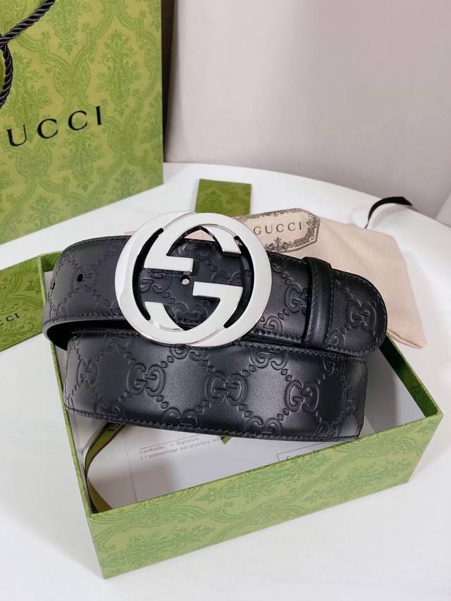 Gucci 最新版本原单腰带，永不过时经典款，意大利原厂定制原版皮，精品扣头五金，宽度4.0Cm皮带腰带