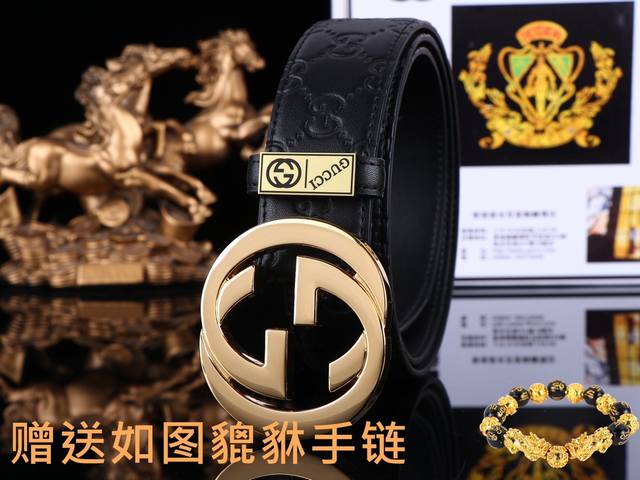 皮带：古奇.Gu Cci原单 腰带：认准如图专柜包装，赠送打孔器 材料：百分百头层牛皮，保证真皮。24K纯钢扣gg花纹系列专柜同等质量， 送人自用首选 包装：